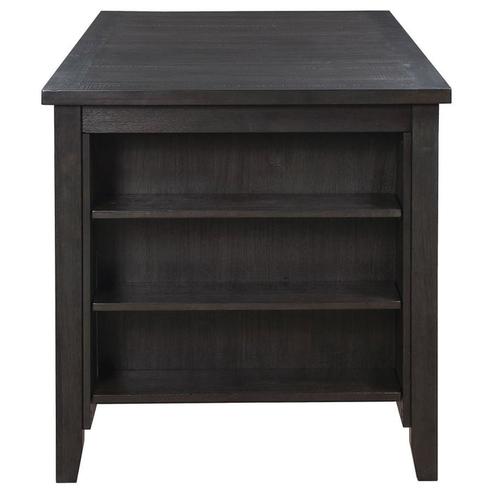 Elliston Rectangular Counter Height Dining Table with Storage Shelves Dark Grey