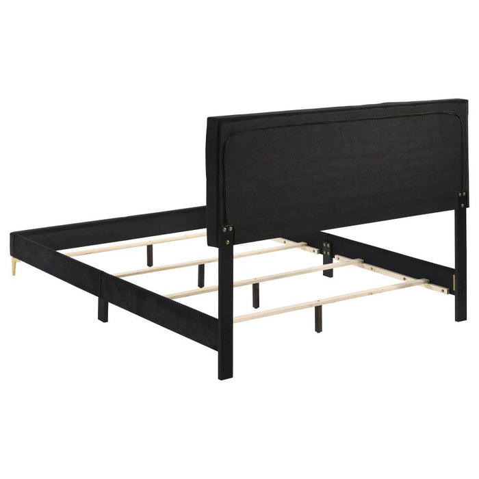 Kendall Tufted Panel Bed Black and Gold