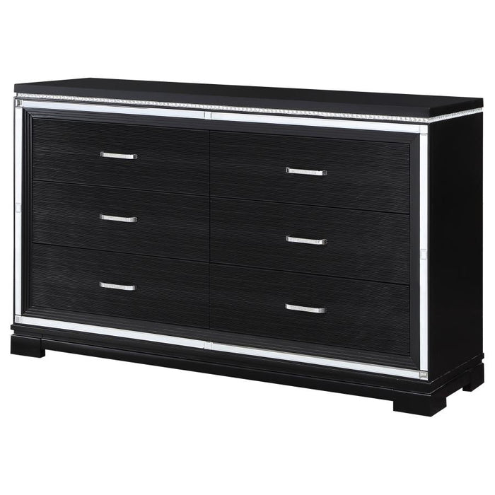 Cappola Rectangular 6-drawer Dresser Silver and Black