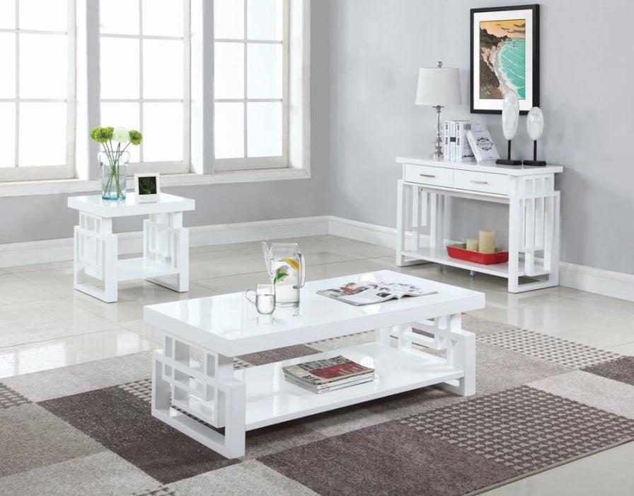 Schmitt Rectangular 2-Drawer Sofa Table High Glossy White