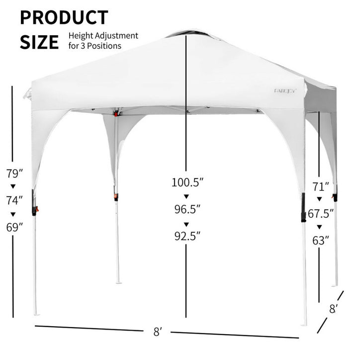 8 x 8 Feet Outdoor Pop Up Tent Canopy Camping Sun Shelter with Roller Bag