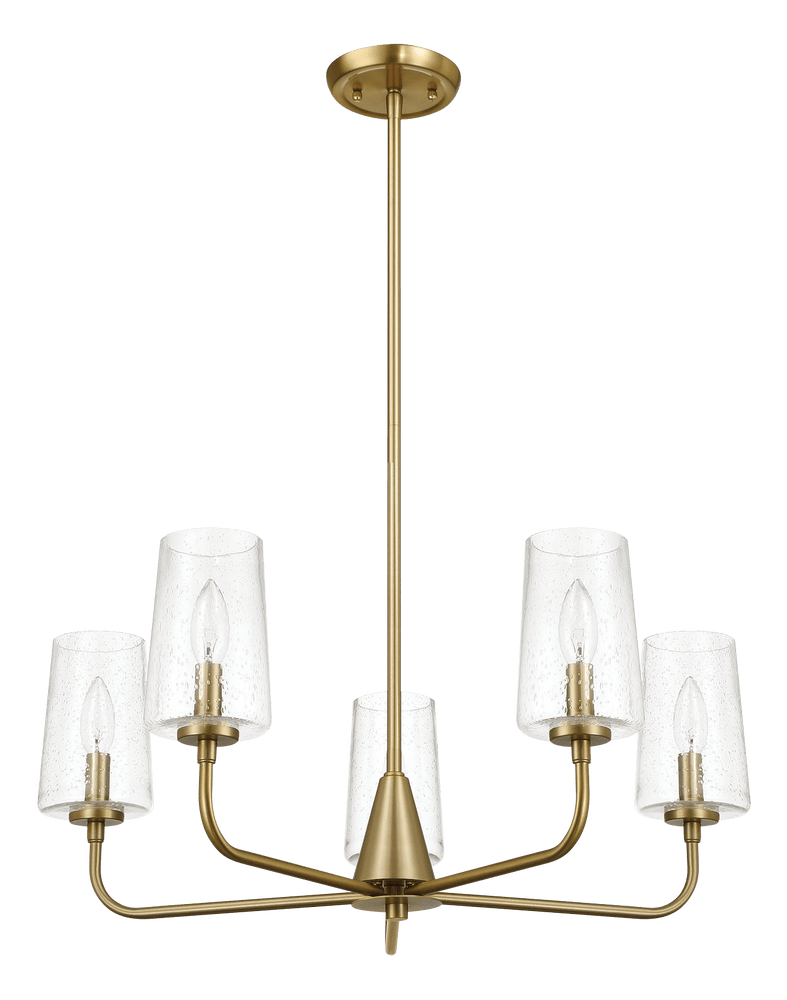 Dazzle Five Lights Chandelier With Clear Seeded Glass -Satin Brass - West Lamp