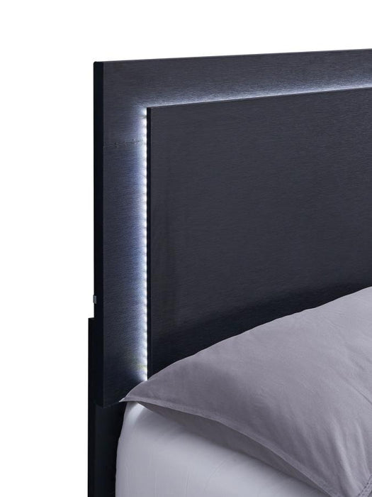 Marceline Queen Bed with LED Headboard Black