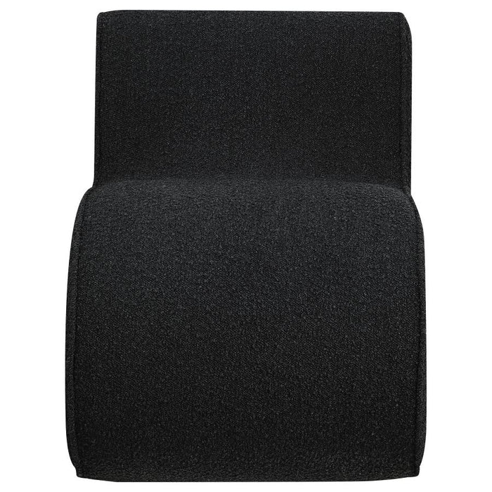 Ronea Boucle Upholstered Armless Curved Chair Charcoal