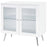 Nieta 2-tier Accent Cabinet with Glass Shelf White High Gloss and Chrome