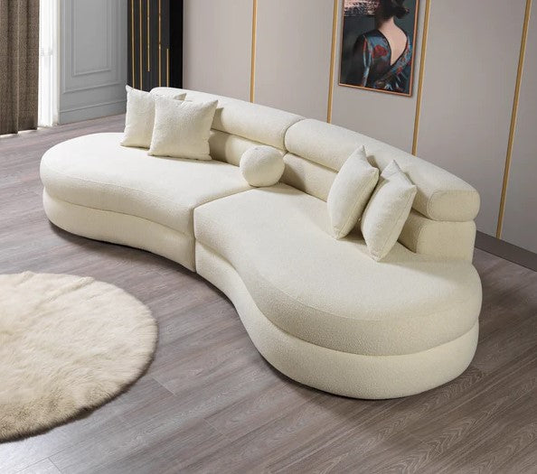 Larissa Ivory Boucle Curved Sectional