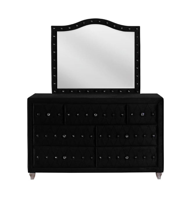 Deanna Button Tufted Dresser Mirror Black