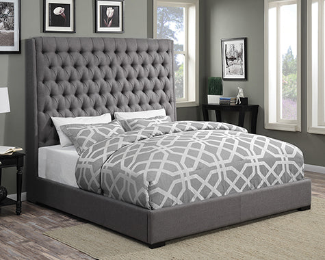 Camille Tall Tufted Bed Grey
