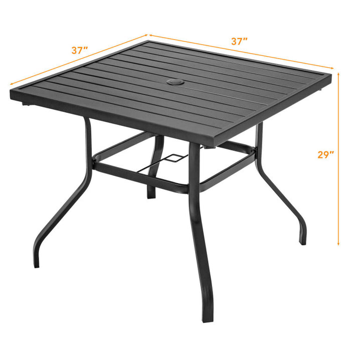 37 Inch Square Patio Dining Table with Umbrella Pole Hole