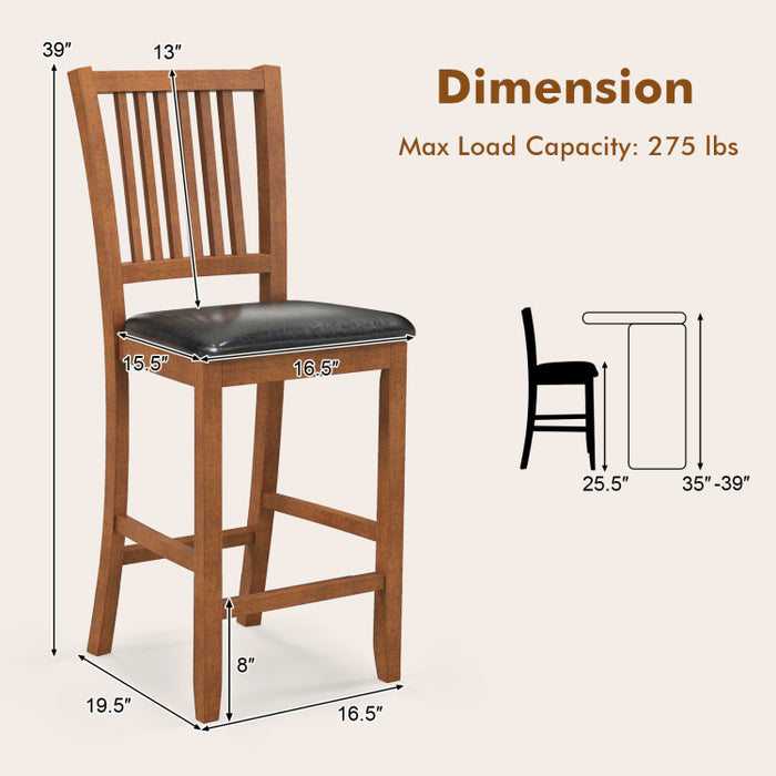 2-Piece Bar Chair Set Counter Height Bar Stool with Backrest