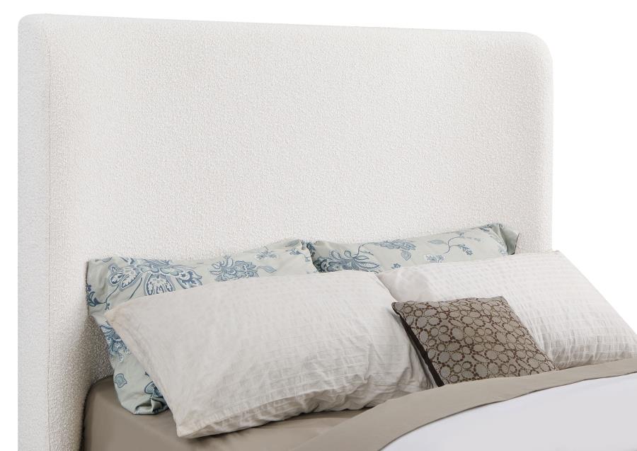 Nala Upholstered Wingback Platform Sleigh Bed Cream