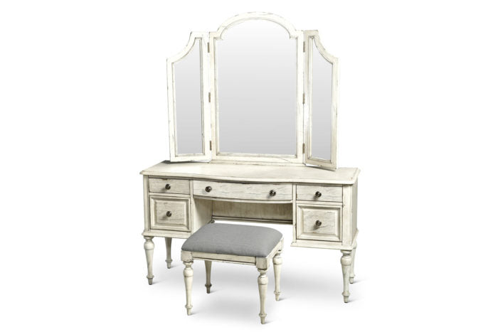 3-Piece Highland Park Vanity Set (Vanity Desk, Tri-fold Mirror and Bench)