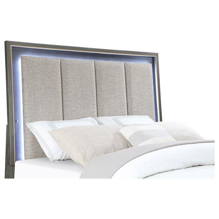 Kieran 5-piece Queen Bedroom Set with Upholstered LED Headboard Grey