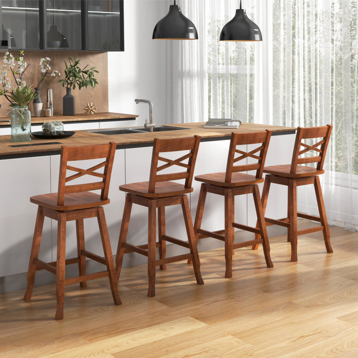 Swivel 24-Inch Counter Height Stool Set of 2 with Inclined Backrest