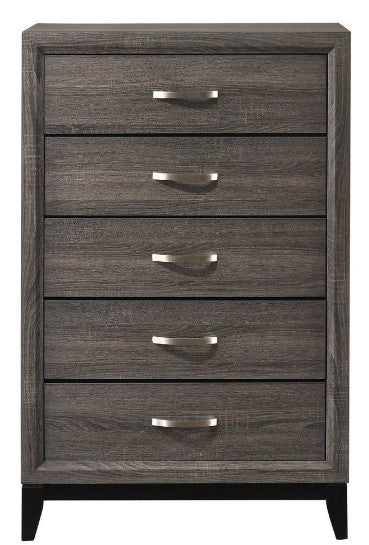 Akerson 5 Drawer Grey Chest