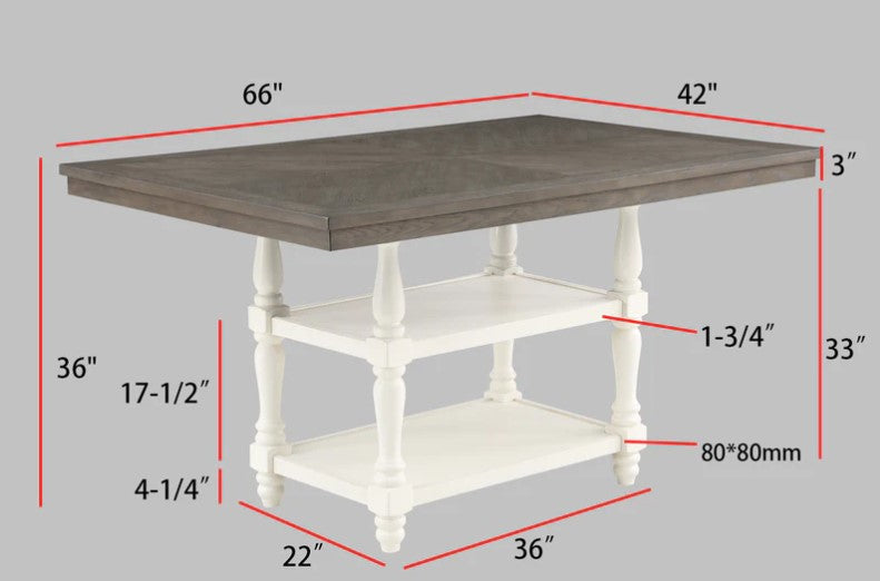 LANGLEY CHALK/GREY COUNTER HEIGHT SET 6 PC