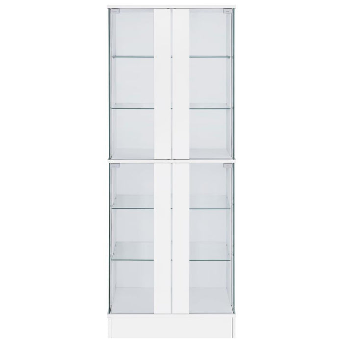 Cabra Display Case Curio Cabinet with Glass Shelves and LED Lighting White/ Black High Gloss