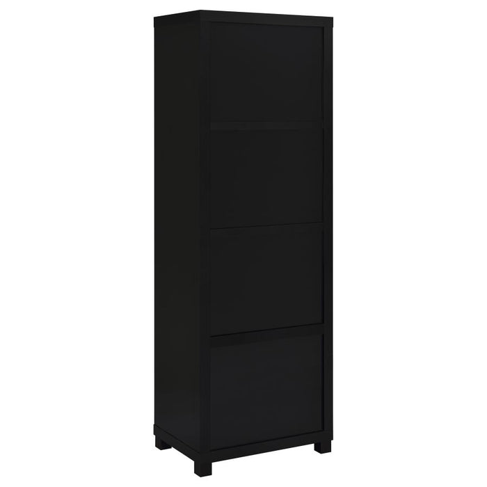 Jupiter 3-shelf Media Tower Bookcase with Storage Cabinet Black