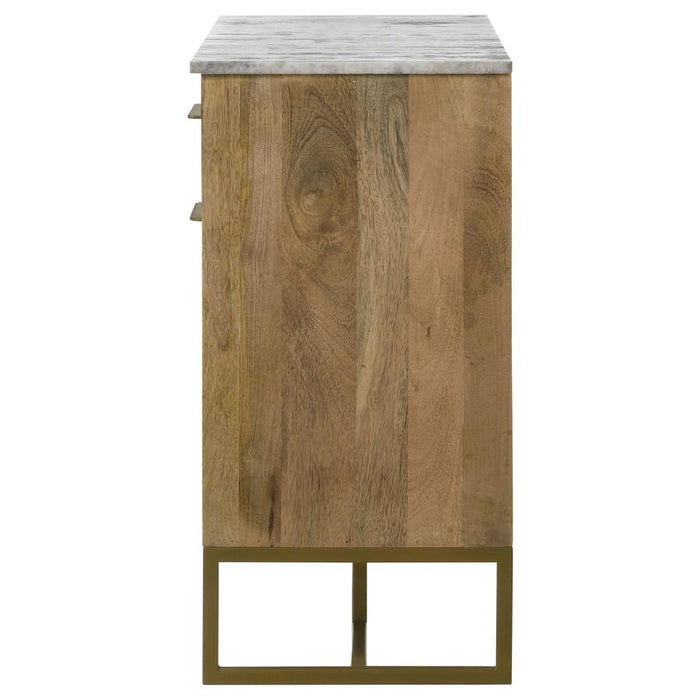 Keaton 2-Door Accent Cabinet With Marble Top Natural And Antique Gold
