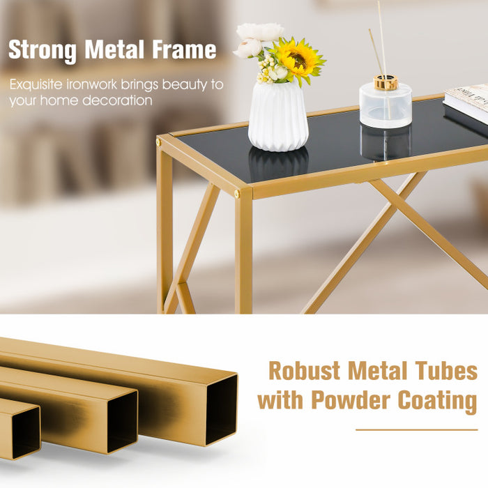 31.5 Inch Golden Heavy-duty Metal Frame Entryway Table with Foot Pads