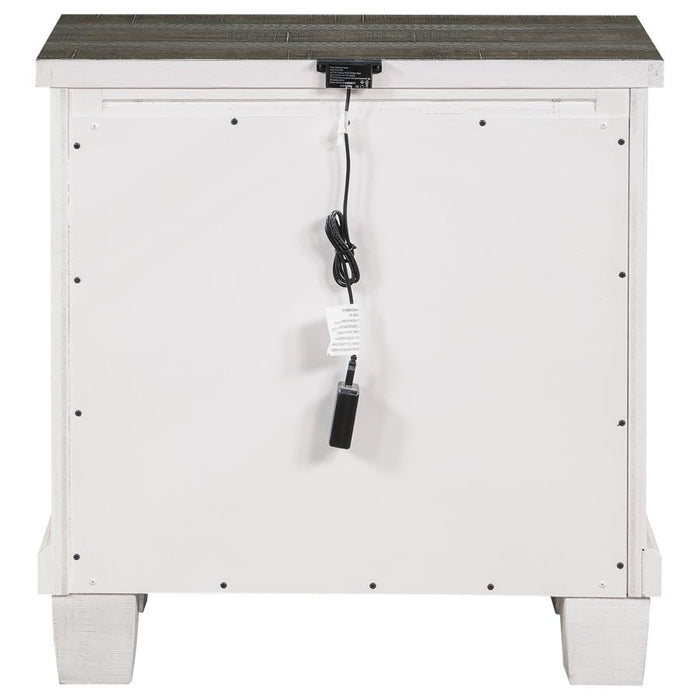 Lilith 2-drawer Nightstand Distressed Grey and White