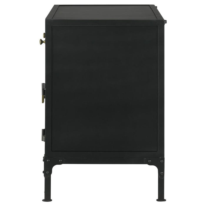 Sadler 2-Drawer Accent Cabinet With Glass Doors Black