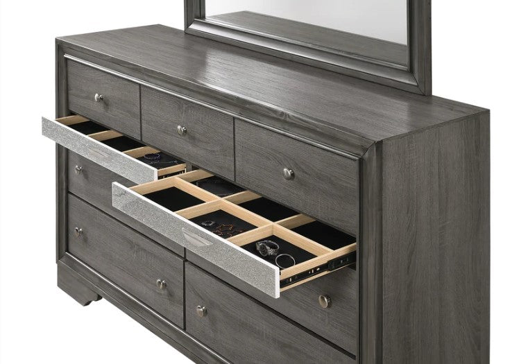 Regata 9 Drawer Gray/Silver Dresser