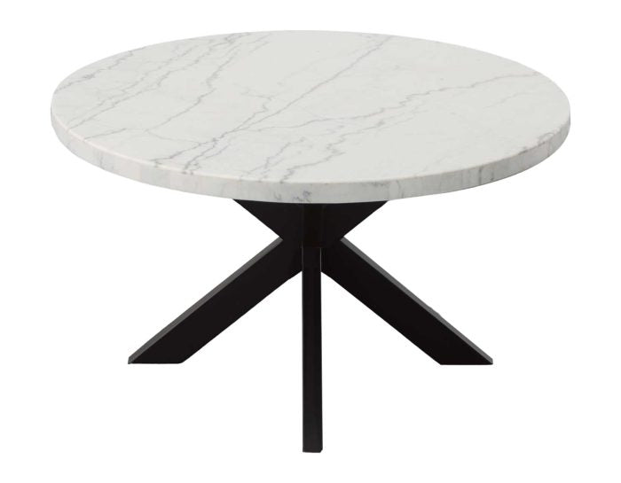 Xena 52-inch Round Dining Table, White Marble Top
