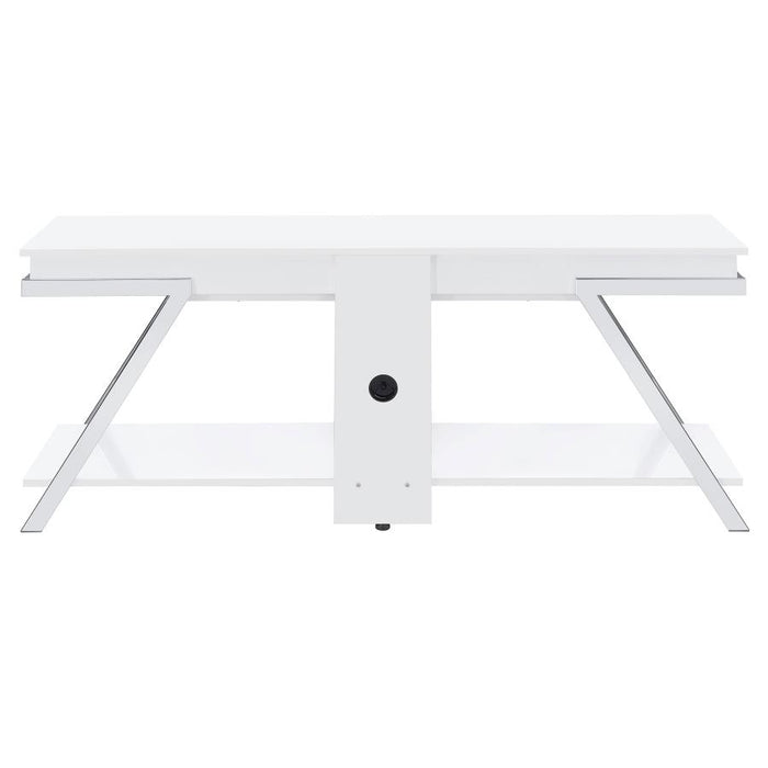 Marcia 1-drawer Wood 60" TV Stand White High Gloss and Chrome
