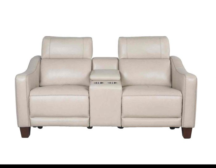 Giorno Dual-Power Leather Console Loveseat