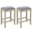 2 Pieces 25 Inch Upholstered Bar Stool Set with Solid Rubber Wood Frame and Footrest