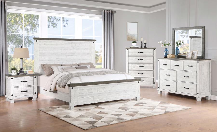 Lilith Panel Bed Distressed Grey and White
