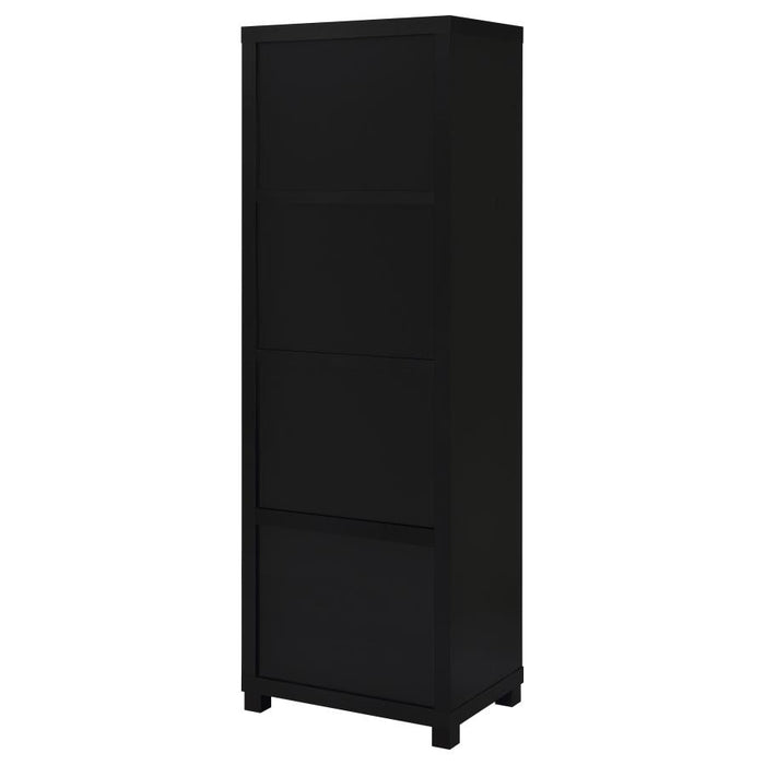 Jupiter 3-shelf Media Tower Bookcase with Storage Cabinet Black