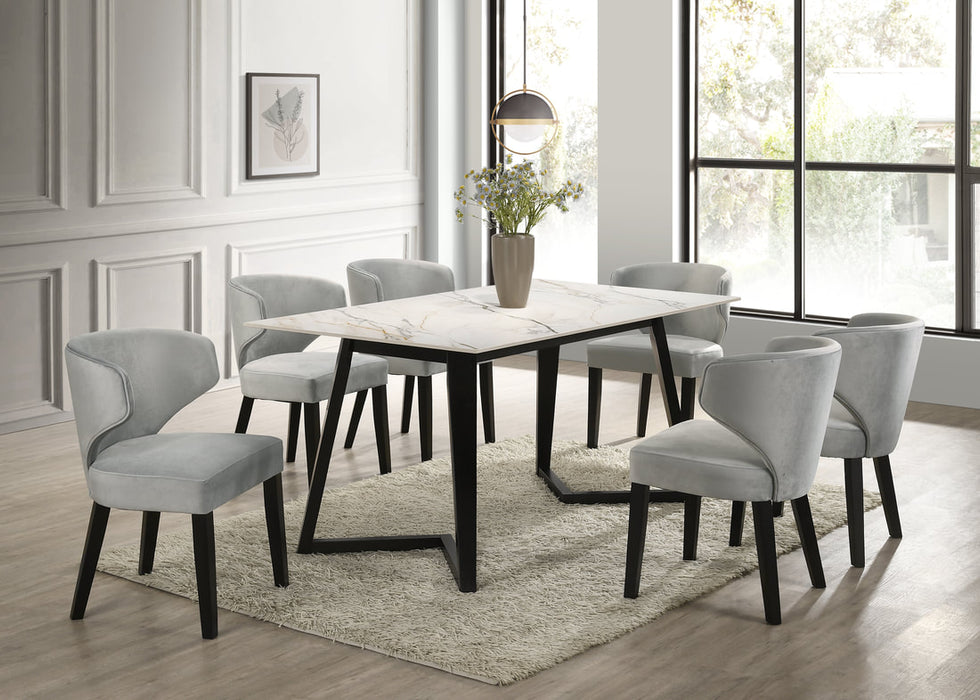 Hamilton WHITE Dining Table + 6 Chair Set