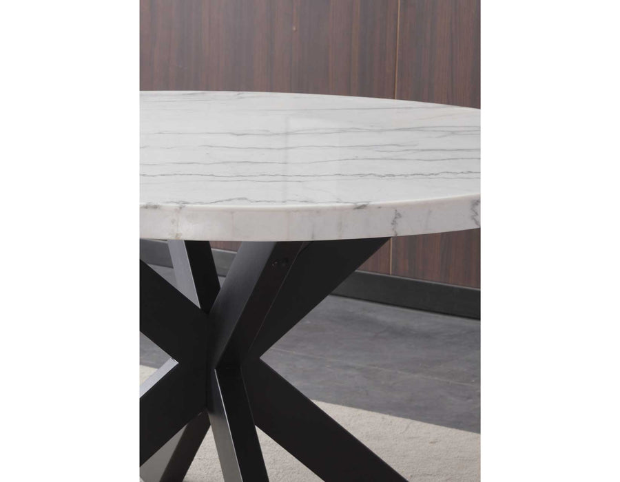 Xena 52-inch Round 5-Piece White Marble Dining Set