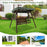 2-Person Outdoor Wooden Porch Swing with an Adjustable Canopy