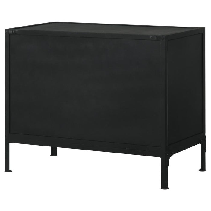 Sadler 2-Drawer Accent Cabinet With Glass Doors Black