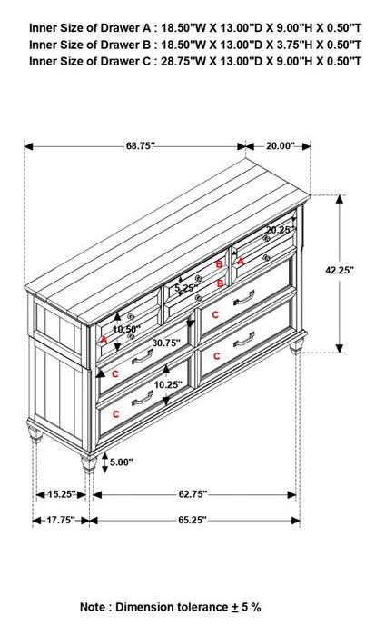 Avenue 8-drawer Rectangular Dresser Grey