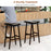 Bar Stools Set of 2 with PU Leather Upholstered Saddle Seat and Footrest