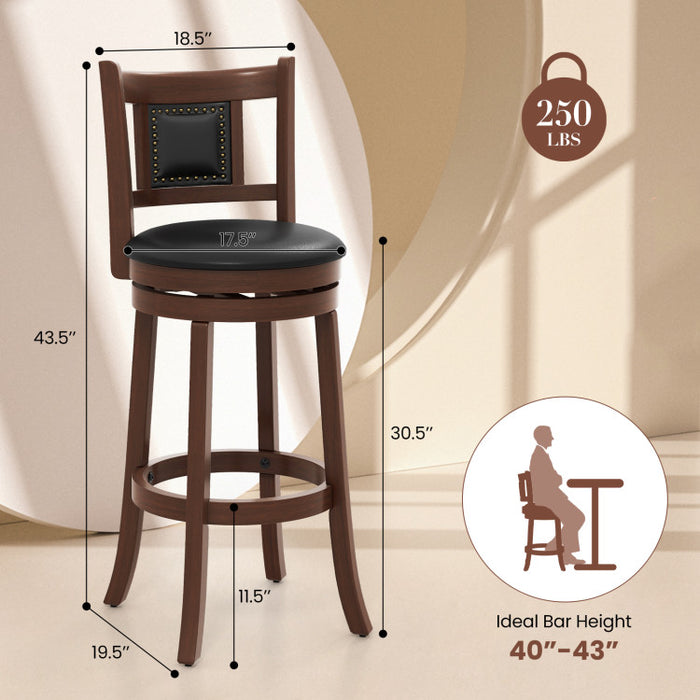 25.5 Inch/30.5 Inch Upholstered Bar Stools Set of 2 with Curved Backrest and Footrest