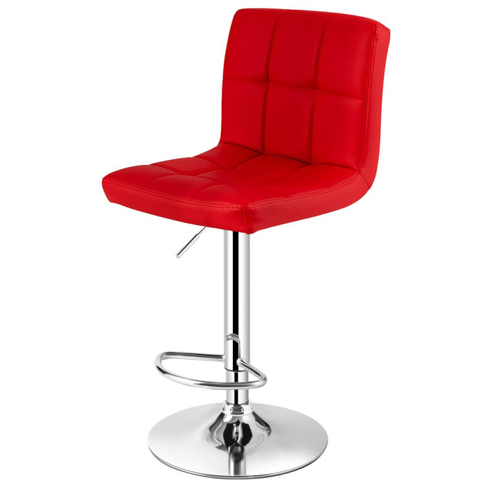 Armless PU Leather Bar Stool with Adjustable Height and Swivel Seat