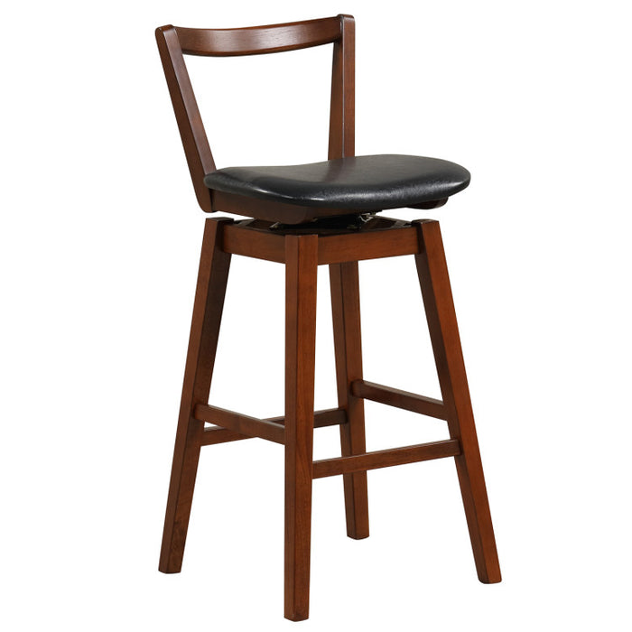 Swivel Upholstered PU Leather Stool with Backrest and Cushioned Seat