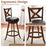 2 Pieces Classic Counter Height Swivel Bar Stool Set with X-shaped Open Back