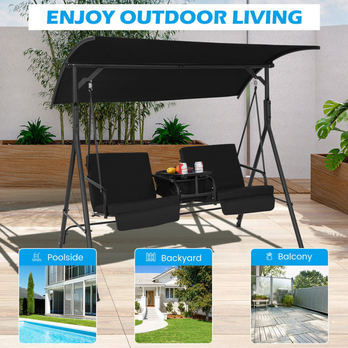 Porch Swing Chair with Adjustable Canopy