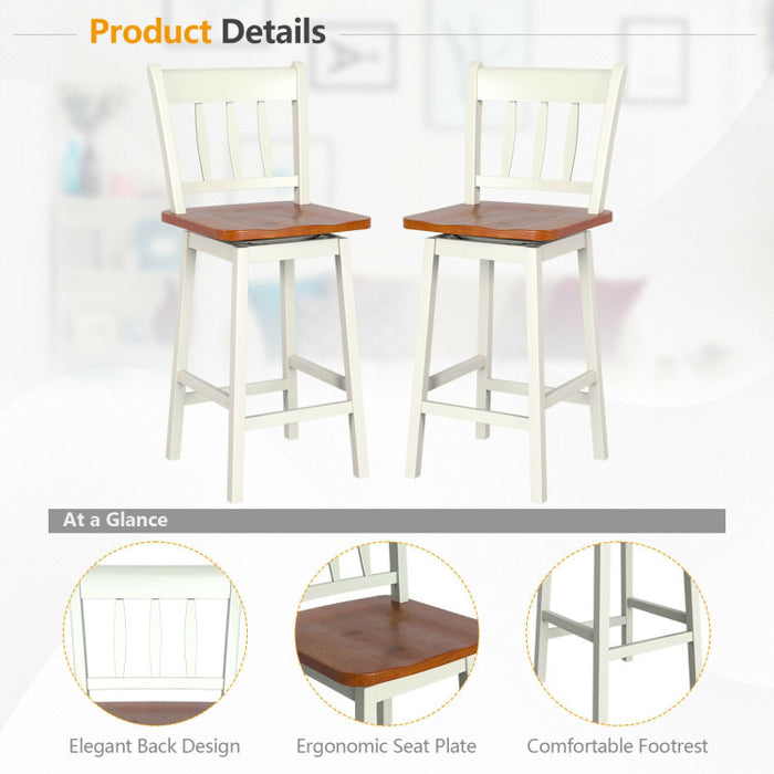 24.5 Inches Set of 2 Swivel Bar Stools with 360° Swiveling
