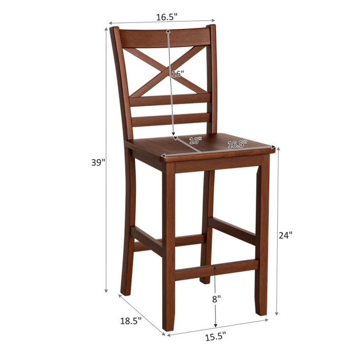 Set of 2 Bar Stools 25 Inch Counter Height Chairs