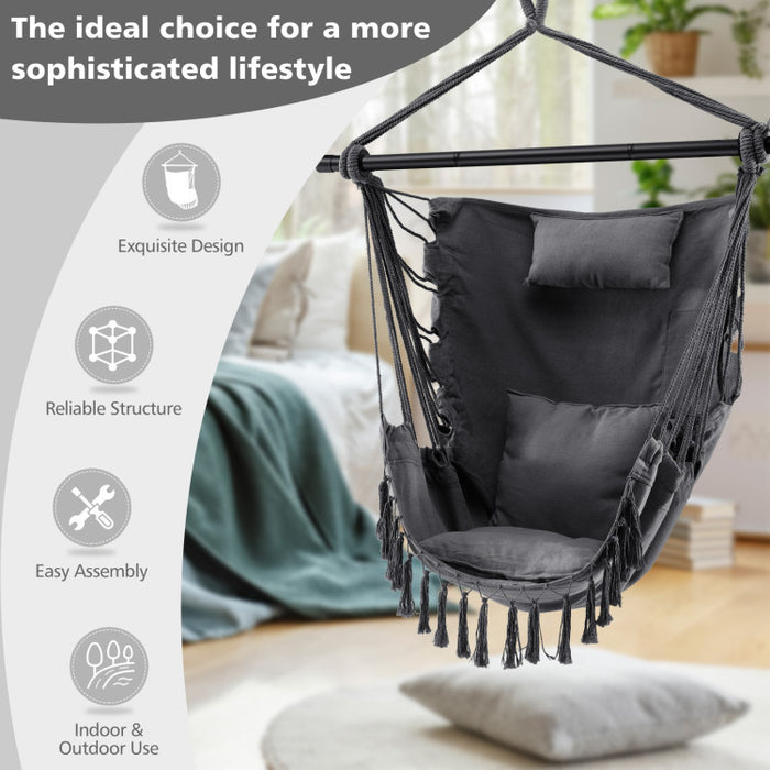 Hanging Rope Swing Chair with Soft Pillow and Cushions(clearance)
