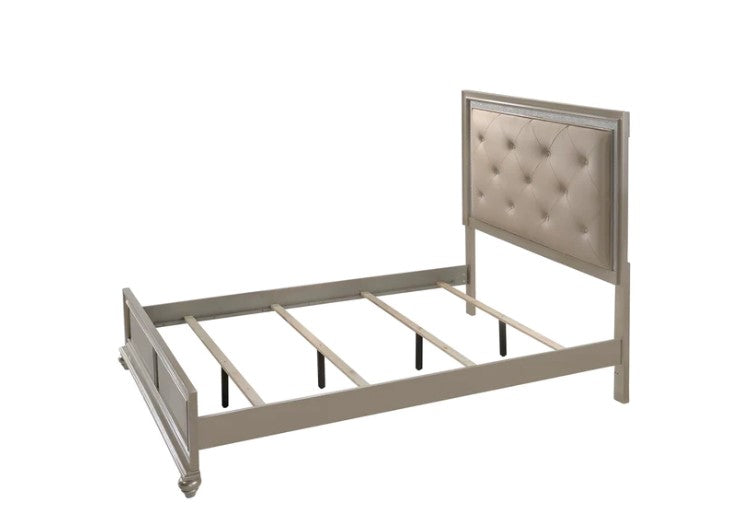 Lila Champagne Upholstered Panel Bed