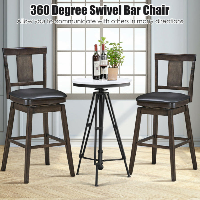 24/29 Inch 360 Degree Swivel Classic Wooden Counter Height Bar Stool