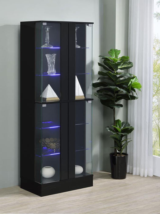 Cabra Display Case Curio Cabinet with Glass Shelves and LED Lighting White/ Black High Gloss